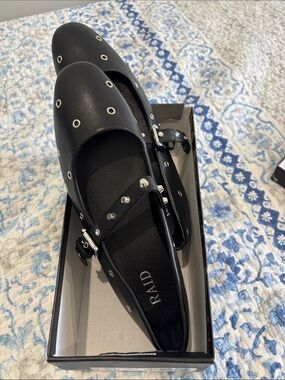 RAID Black Studded Mary Jane Flats